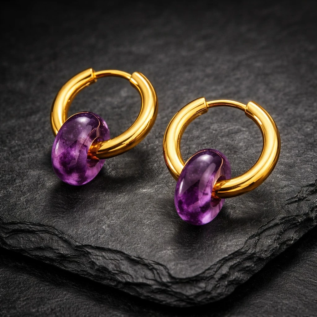 Creoles de Plata de Ley 925 con Perlas de Cristal Natural – photo 2